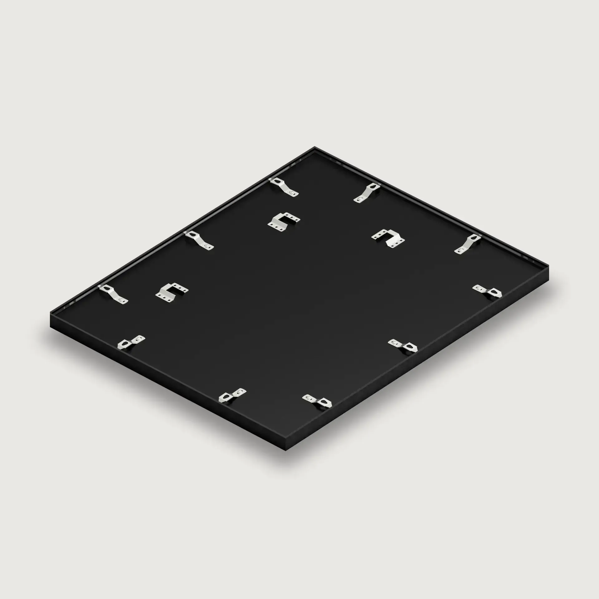 Rear hardware and backing of the premium black metal frame