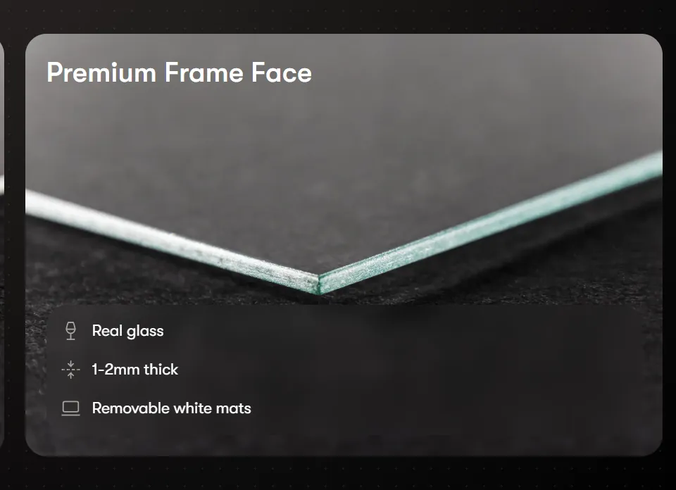 Close-up of the real glass used in the premium frame